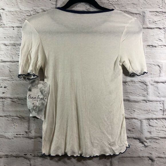 Almost Famous Juniors Top Size Small Short Sleeve Color Blocked Lettuce Cream - Picture 4 of 6